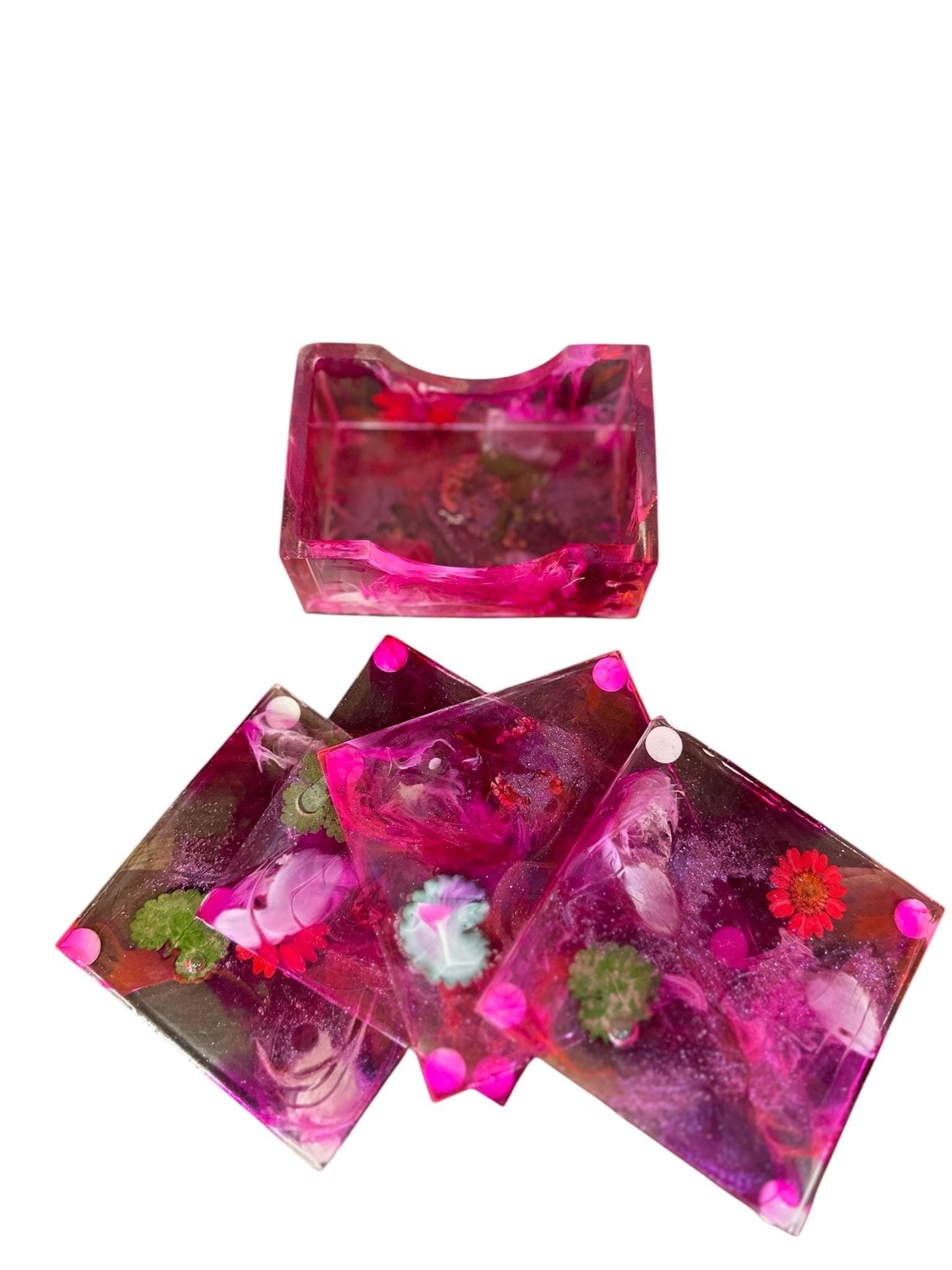 Resin Coasters - Nature inspired designs - Vibrant Designs - Customizable - Wood, Acrylic, Ceramic - Sets of 2 or 4 with Holder