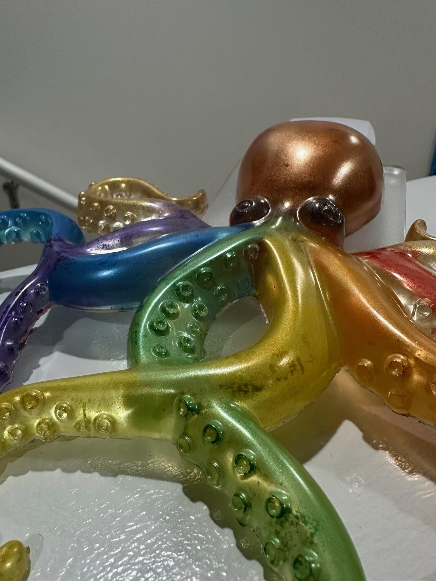 Rainbow Octopus Night Light Colorful PRIDE Edition | Resin Ocean Lamp in Small & Large Sizes