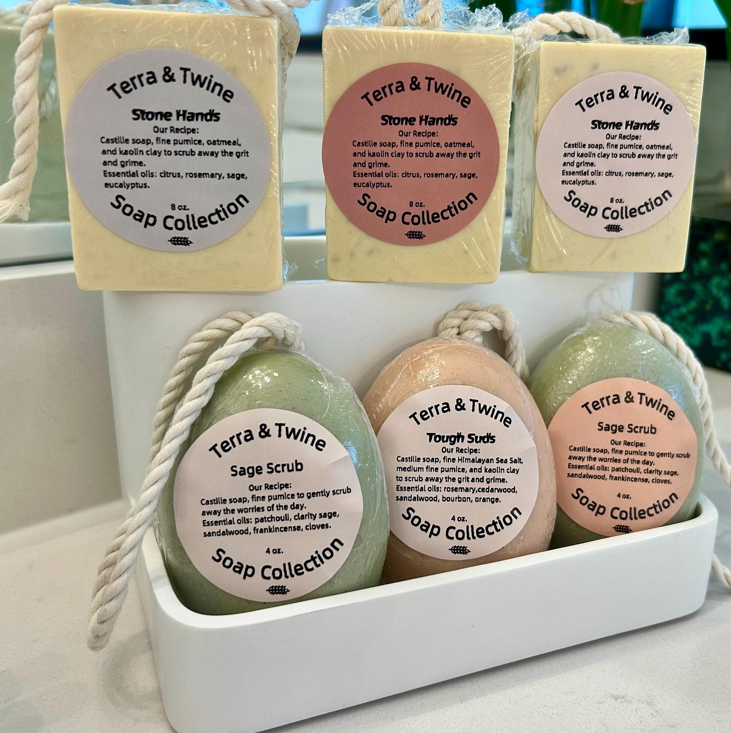 Soap on a Rope | Heavy & Medium Grit Exfoliating Bars | Natural Deep Clean Soap | Outdoor Soap | Gag gift | Nostalgic Gift | Garden Cleanup