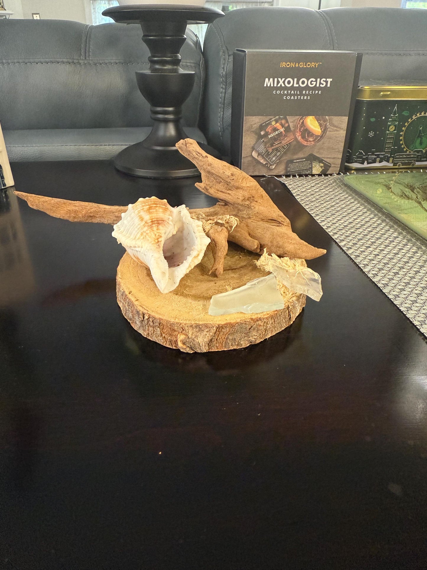 Coastal Driftwood Display Base Rustic Air Plant & Crystal Stand Natural Driftwood Decor