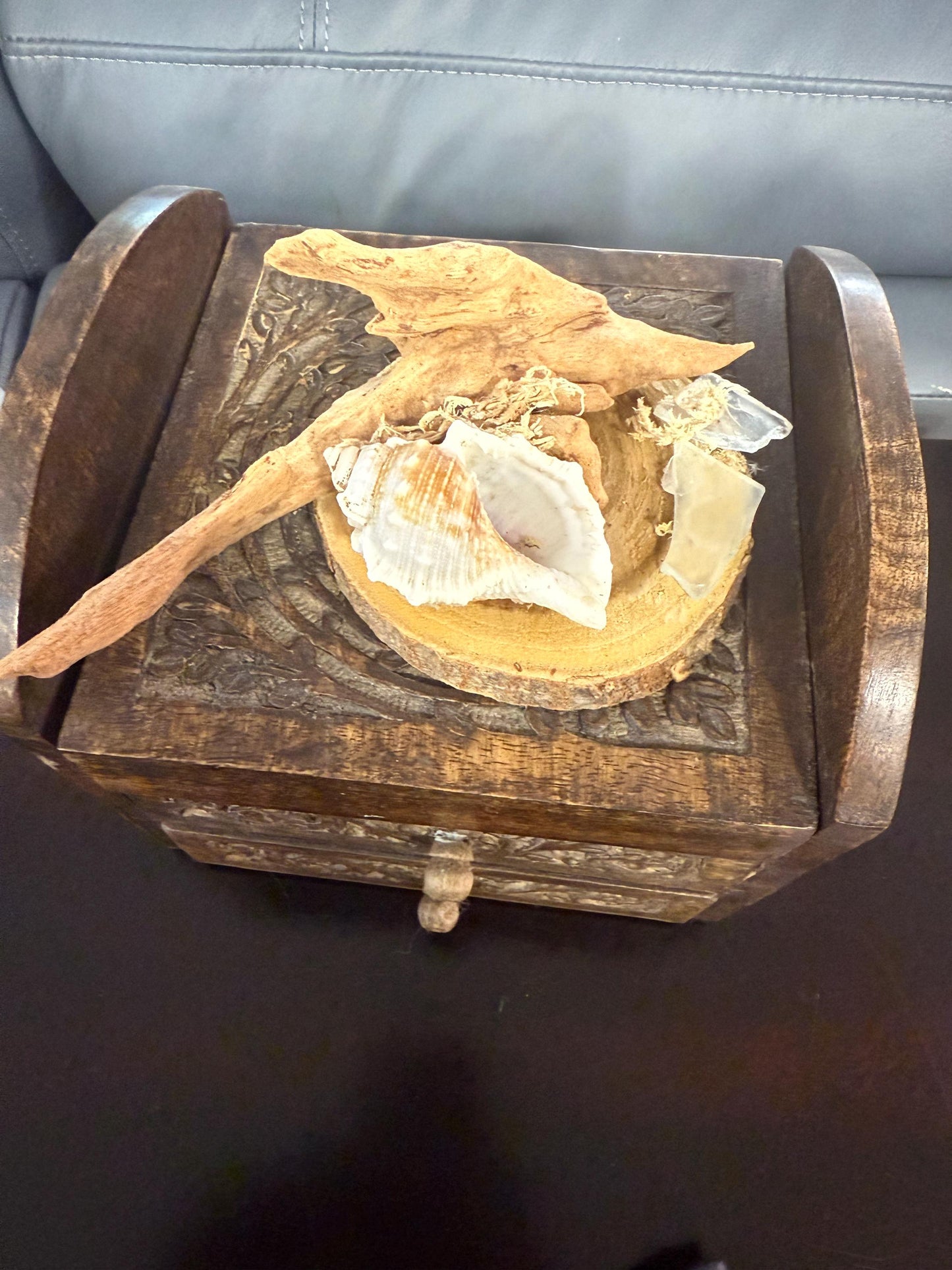 Coastal Driftwood Display Base Rustic Air Plant & Crystal Stand Natural Driftwood Decor