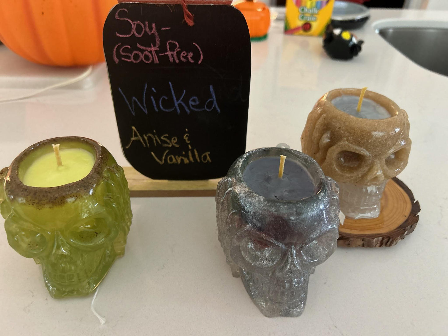 Skull Candle | Spooky Halloween Candle Soy Wax, Soot-Free | Fall Scents | Wicked + Enchanted Scents | Reusable holder