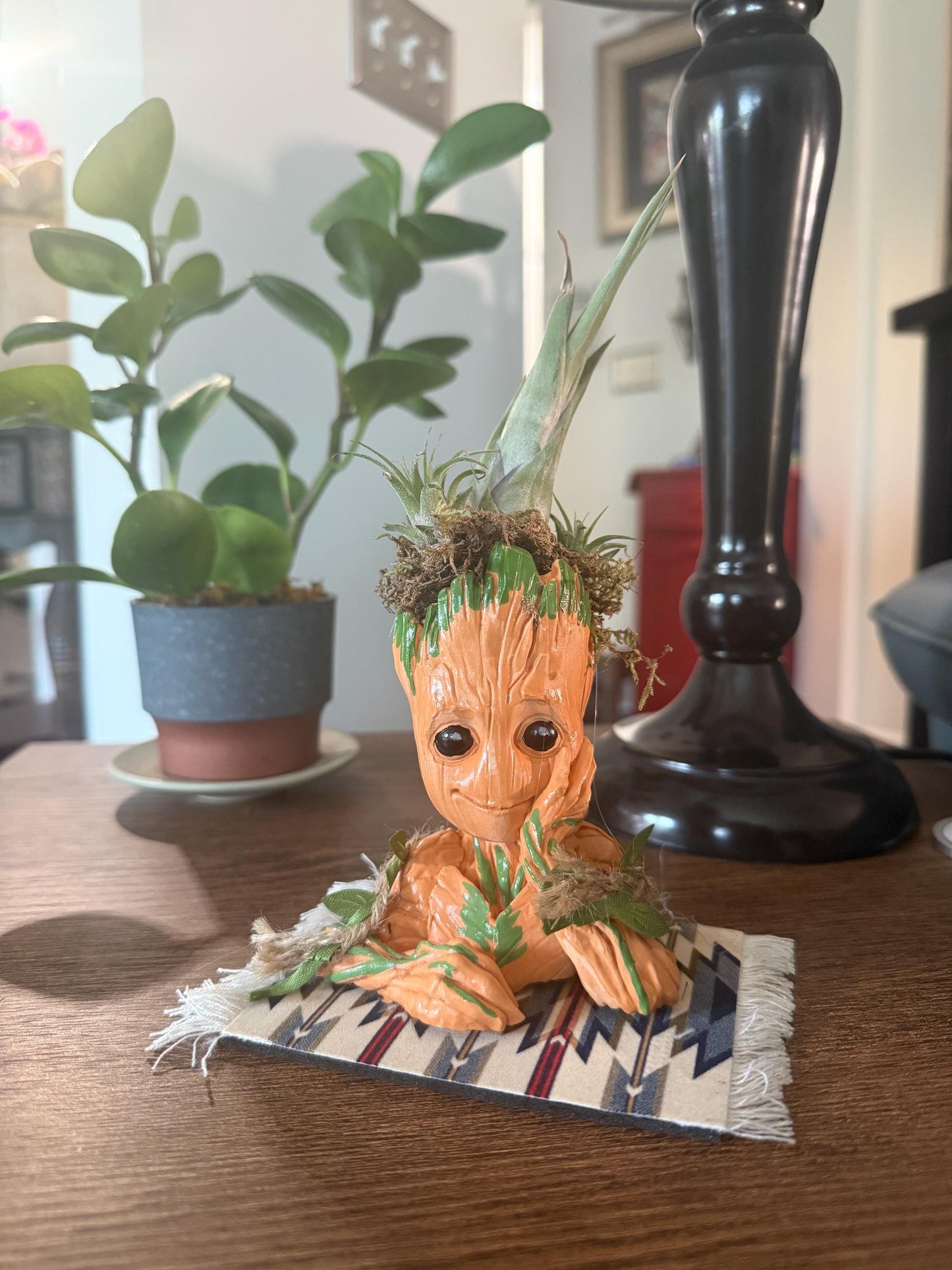 Comic-Themed Plant & Candle | Air Plant Display with Natural Accents | Preserved Moss - Perfect for Office Decor and Comicbook Fans