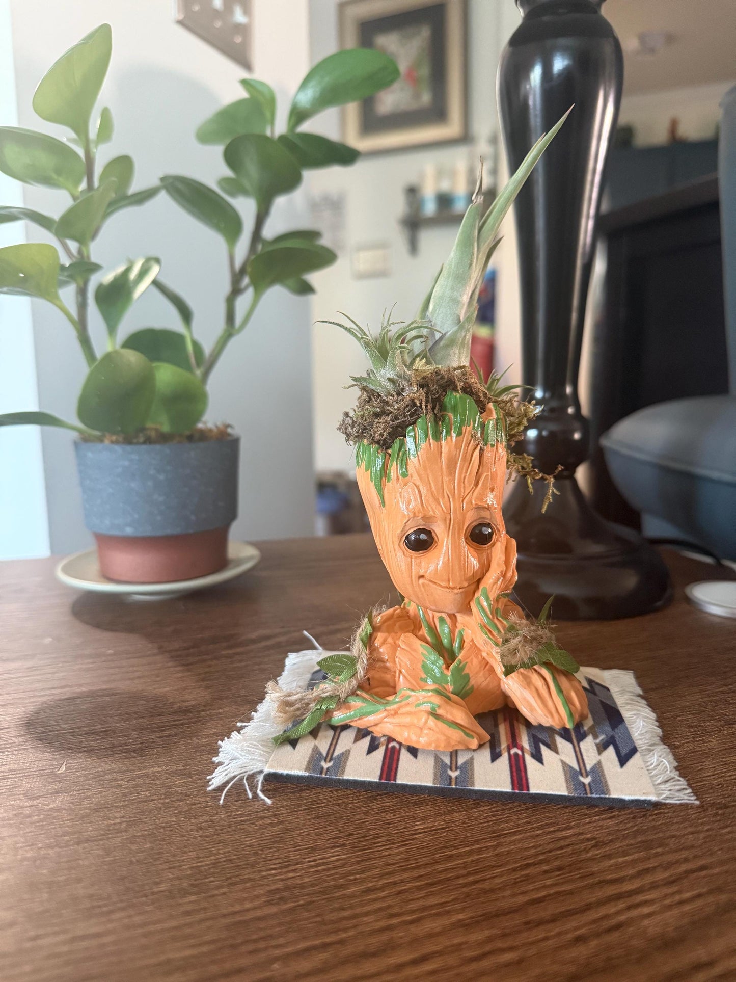 Comic-Themed Plant & Candle | Air Plant Display with Natural Accents | Preserved Moss - Perfect for Office Decor and Comicbook Fans
