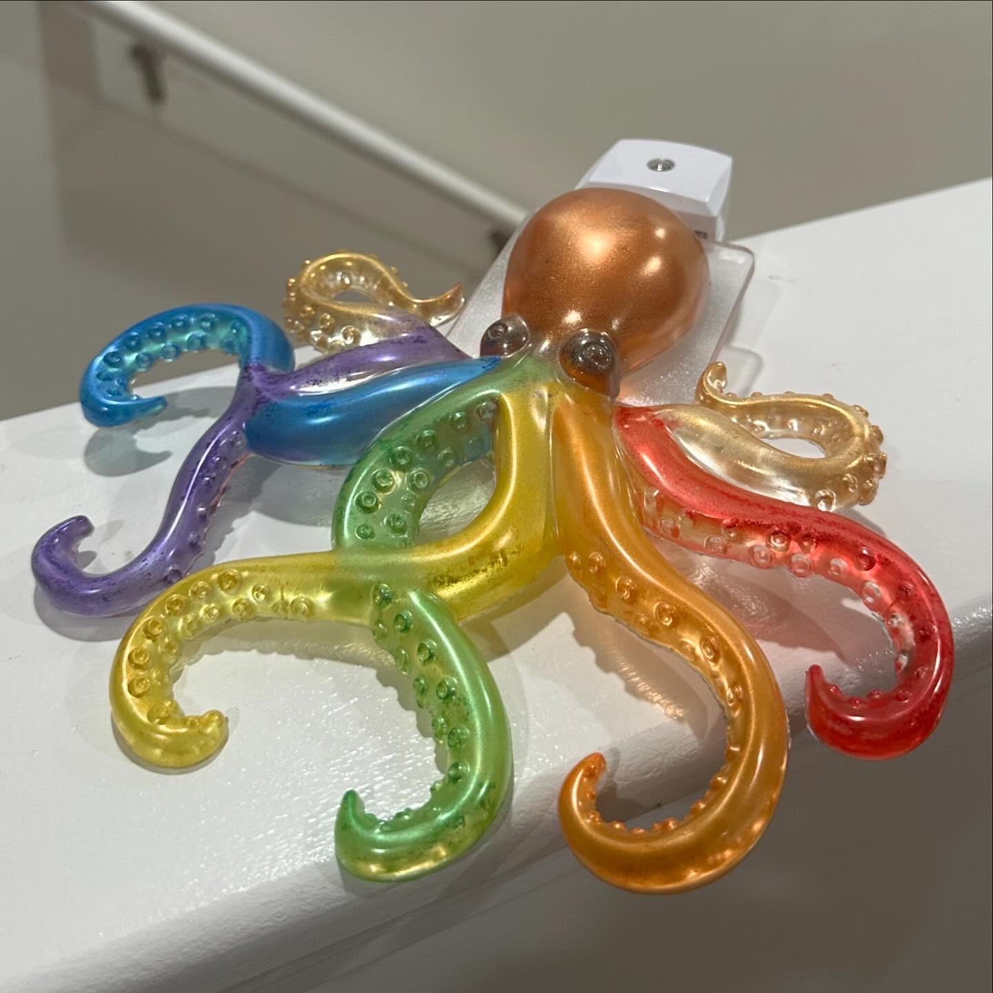 Rainbow Octopus Night Light  Colorful PRIDE Edition | Resin Ocean Lamp in Small & Large Sizes