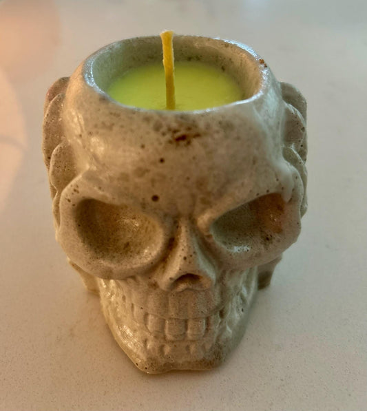 Skull Candle | Spooky Halloween Candle  Soy Wax, Soot-Free | Fall Scents | Wicked + Enchanted Scents | Reusable holder