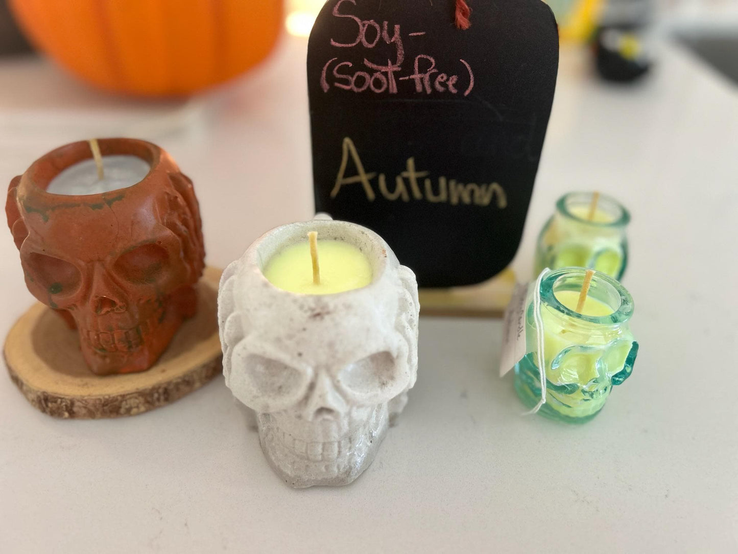 Mini Skull Candle | Halloween Candle  Soy Wax, Soot-Free | Fall + Thanksgiving Decor, Autumn, Wicked + Enchanted Scents | Reusable holder