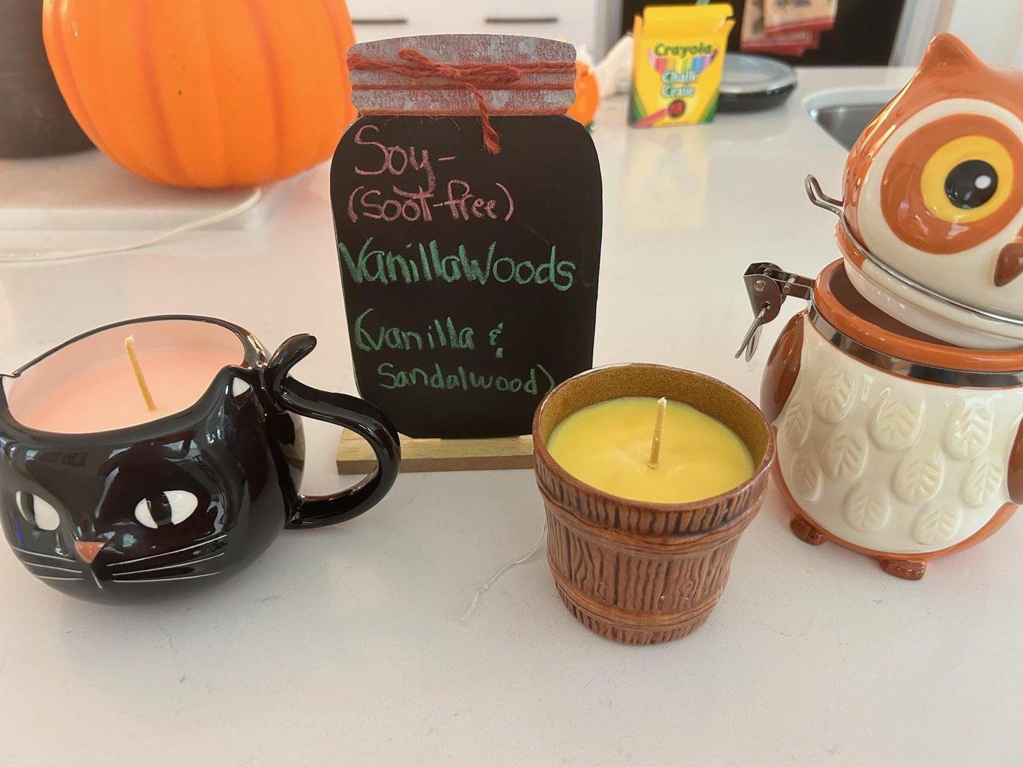Owl Candle  Halloween - Fall & Autumn Scent (Vanilla + Sandalwood) | Reusable Owl Jar | Soy Wax, Soot-Free