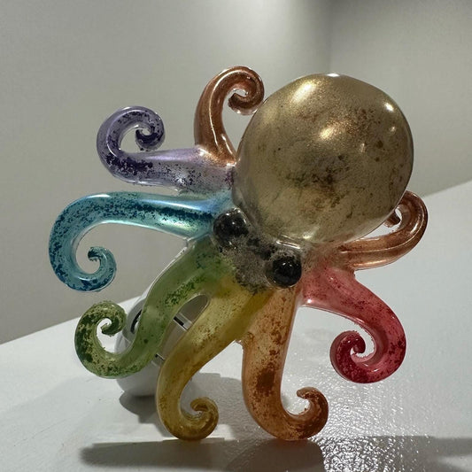 Rainbow Octopus Night Light  Colorful PRIDE Edition | Resin Ocean Lamp in Small & Large Sizes