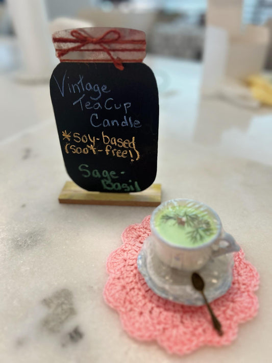 Vintage Teacup Candle  Handmade Soy Wax with Essential Oils | Upcycled Coffee, Tea & Espresso Cup Candles