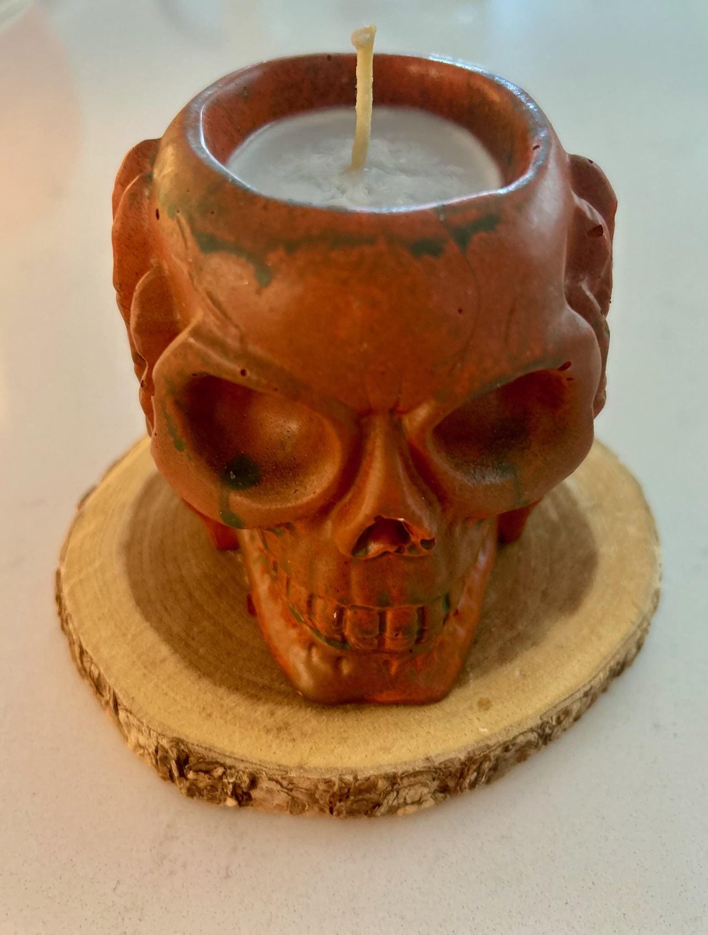 Skull Candle | Spooky Halloween Candle  Soy Wax, Soot-Free | Fall Scents | Wicked + Enchanted Scents | Reusable holder